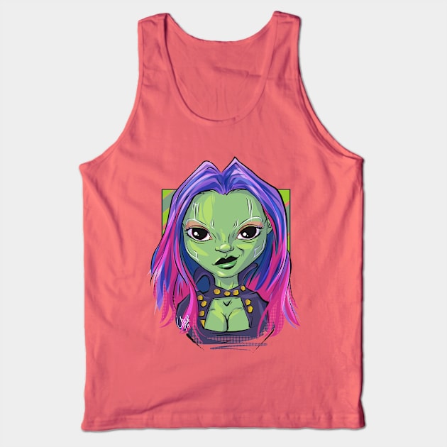 Pop Culture Caricature #4 - Gamora Tank Top by yazgar